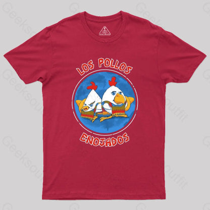 Pollos Enojados Geek T-Shirt Red / S