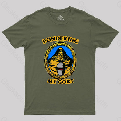 Pondering My Gort Orb Geek T-Shirt Army Green / S