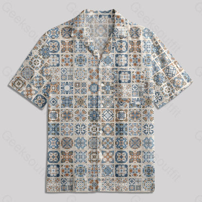 Portuguese Retro Tile Pattern Shirt & Short Set