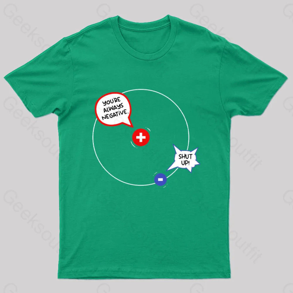 Positive Negative Hydrogen Conversation Nerd T-Shirt Green / S