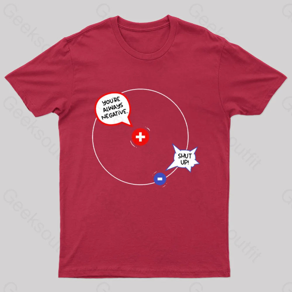 Positive Negative Hydrogen Conversation Nerd T-Shirt Red / S