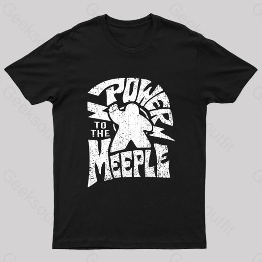 Power To The Meeple Nerd T-Shirt Black / S