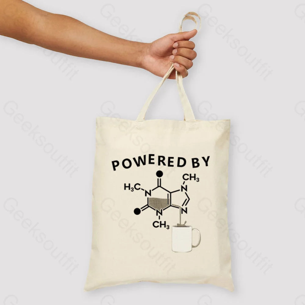 Powered By Caffeine Unisex Tote Bag Beige