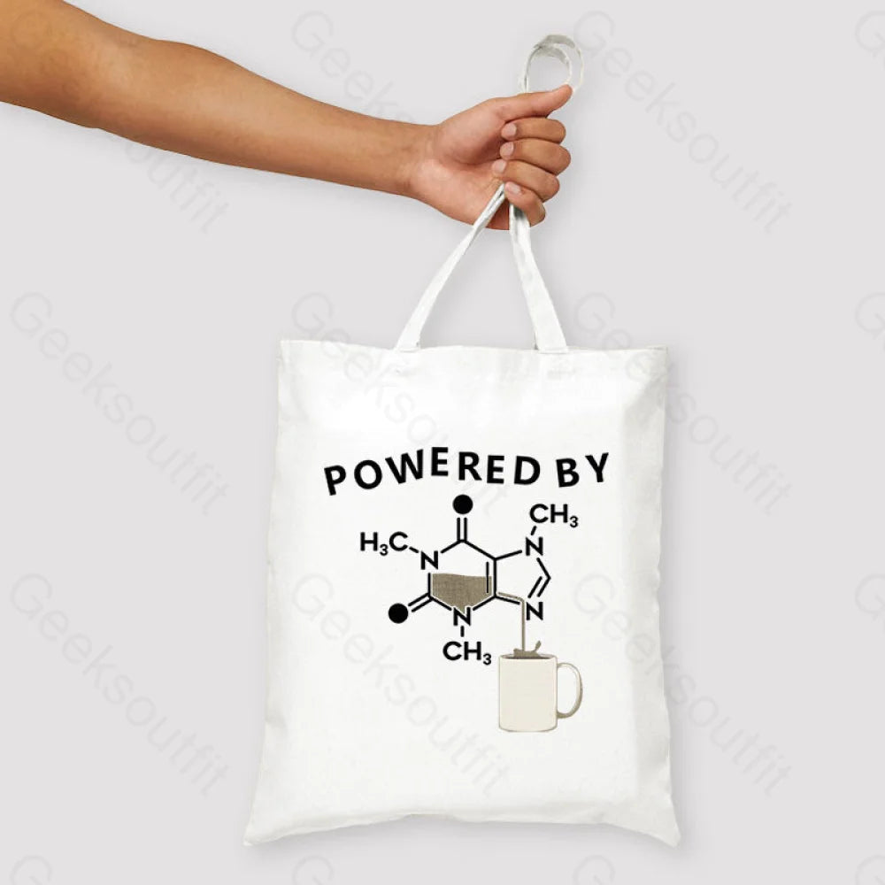 Powered By Caffeine Unisex Tote Bag White