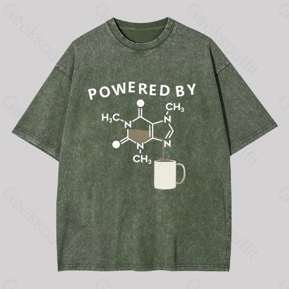 Powered By Caffeine Unisex Washed T-Shirt Army Green / S