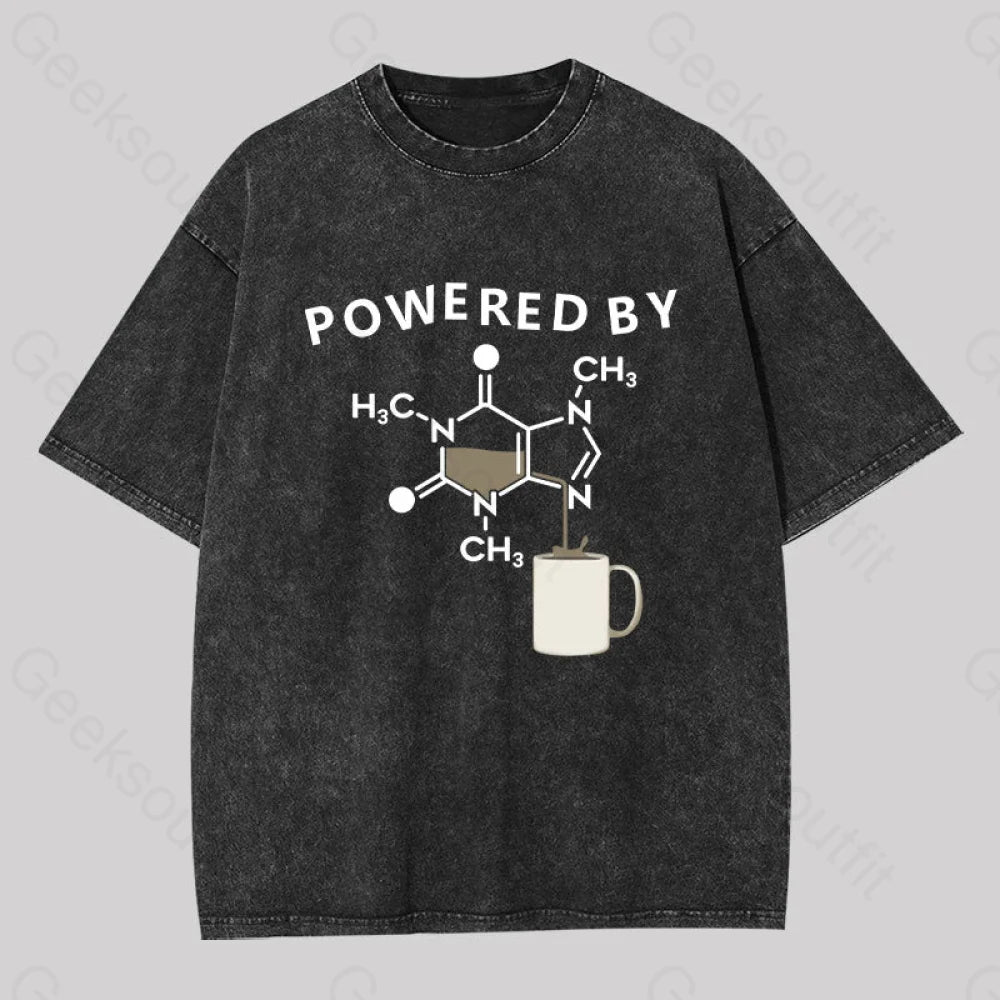 Powered By Caffeine Unisex Washed T-Shirt Black / S