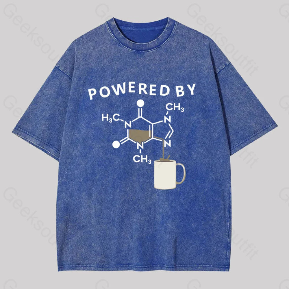 Powered By Caffeine Unisex Washed T-Shirt Blue / S