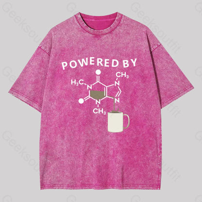 Powered By Caffeine Unisex Washed T-Shirt Rose Red / S