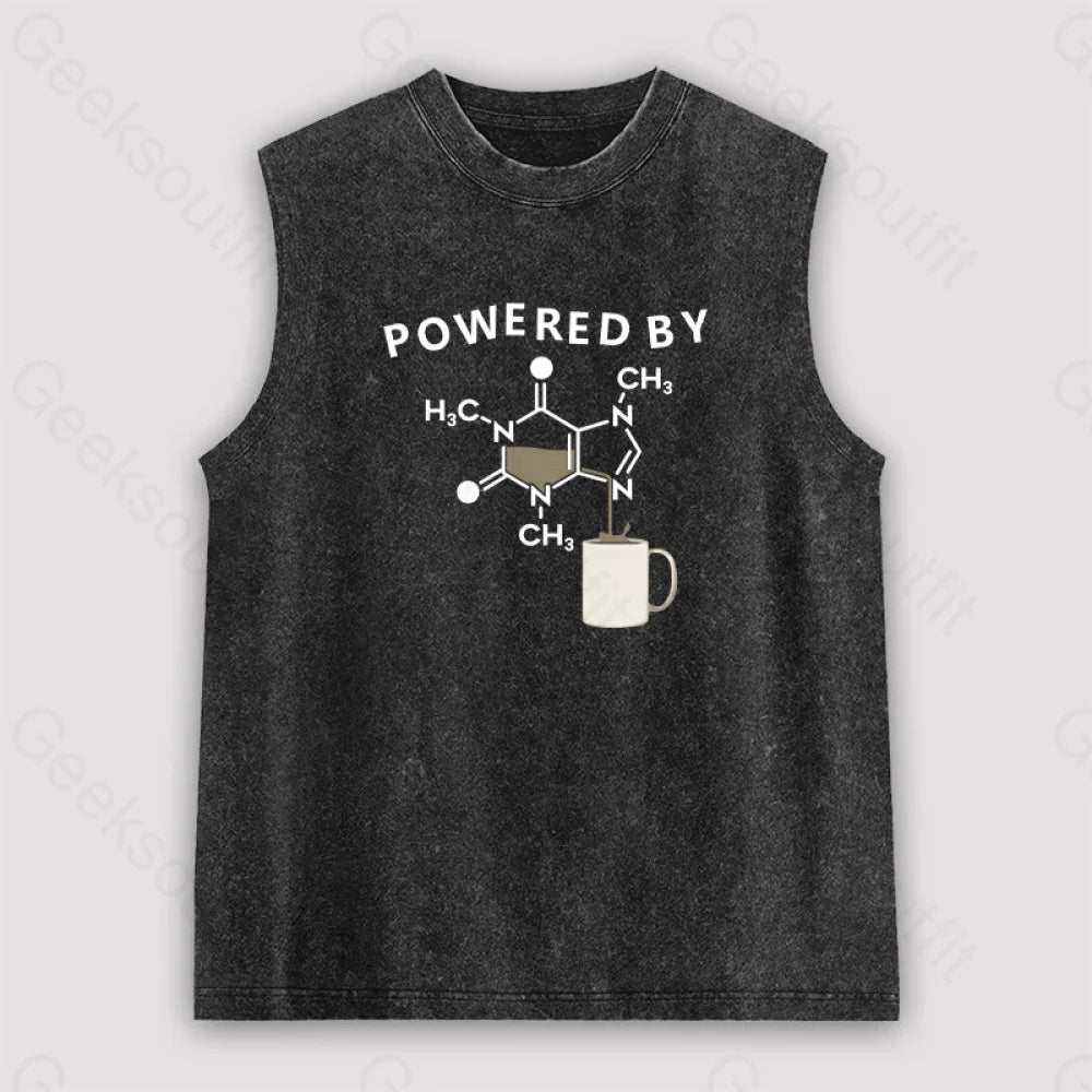 Powered By Caffeine Unisex Washed Tank Black / S