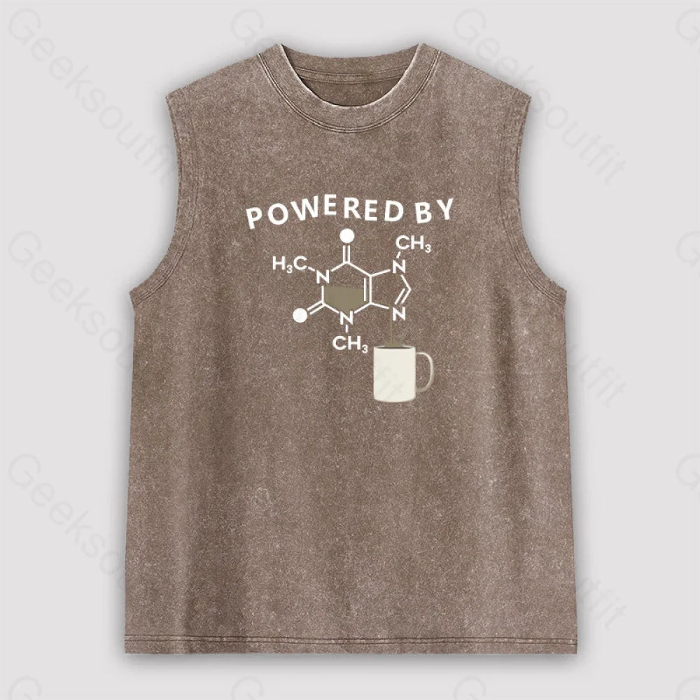 Powered By Caffeine Unisex Washed Tank Brown / S