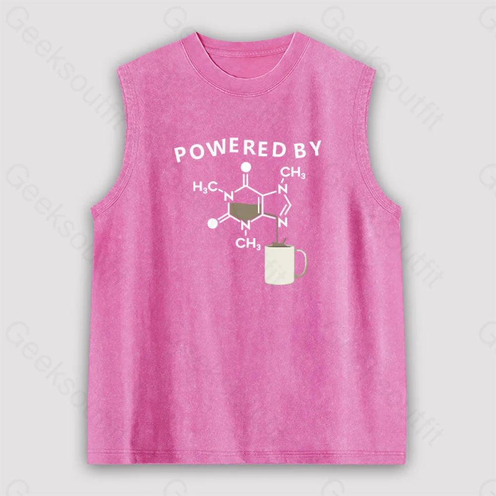 Powered By Caffeine Unisex Washed Tank Pink / S