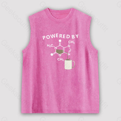 Powered By Caffeine Unisex Washed Tank Pink / S