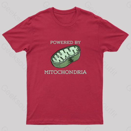 Powered By Mitochondria Nerd T-Shirt Red / S