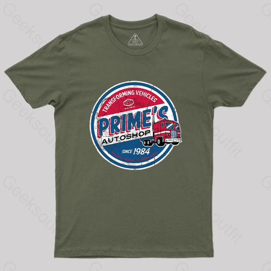 Primes Autoshop T-Shirt Army Green / S