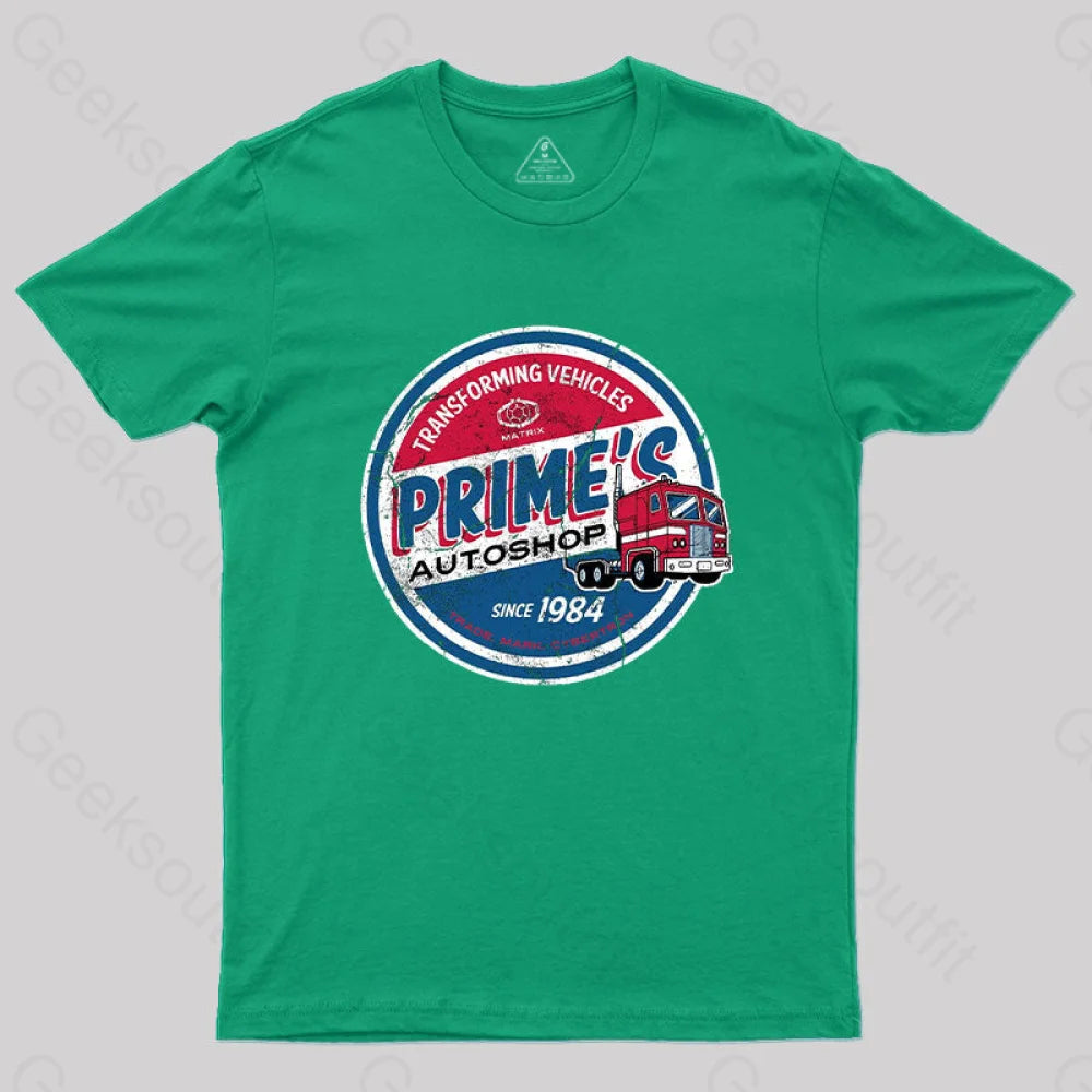 Primes Autoshop T-Shirt Green / S