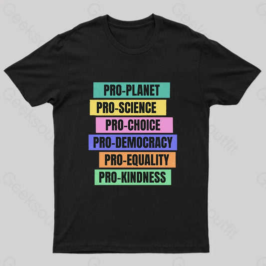 Pro Planet Science Democracy Geek T-Shirt Black / S