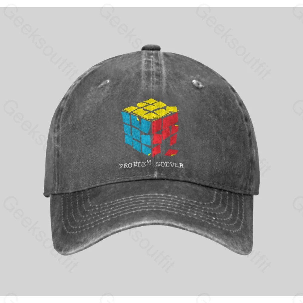 Problem Solver Washed Vintage Baseball Cap Grey