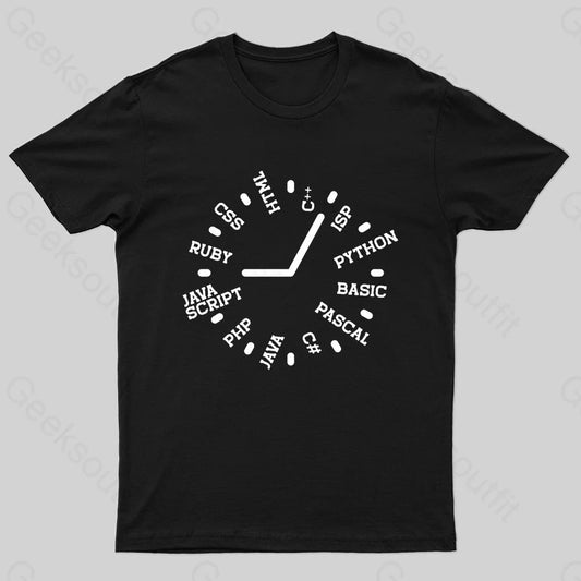 Programmer Clock Nerd T-Shirt Black / S