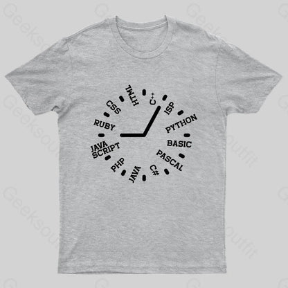 Programmer Clock Nerd T-Shirt Grey / S