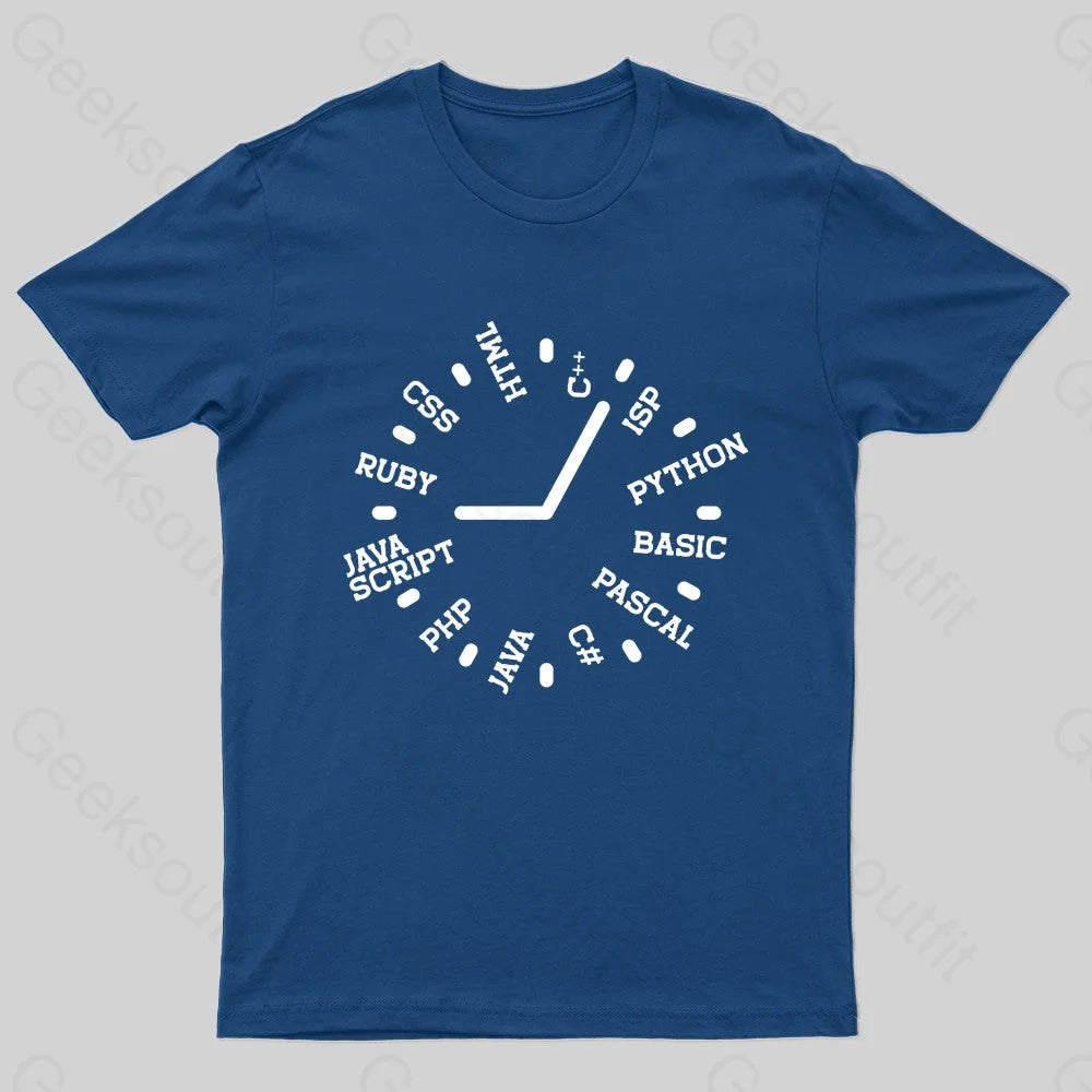 Programmer Clock Nerd T-Shirt Navy / S