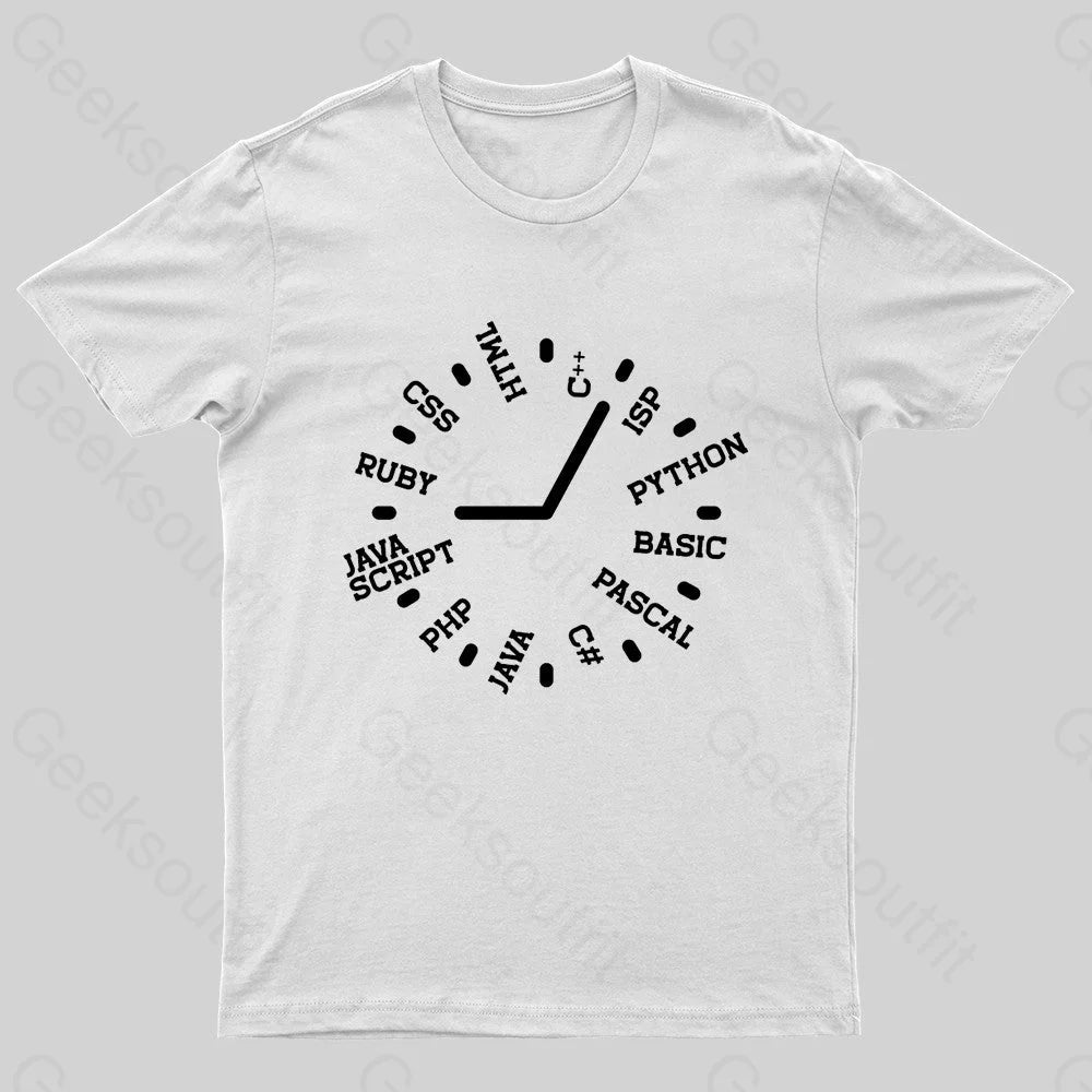 Programmer Clock Nerd T-Shirt White / S