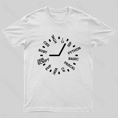 Programmer Clock Nerd T-Shirt White / S