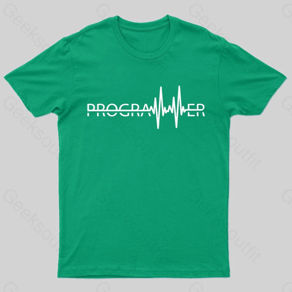 Programmer Heartbeat Geek T-Shirt Green / S