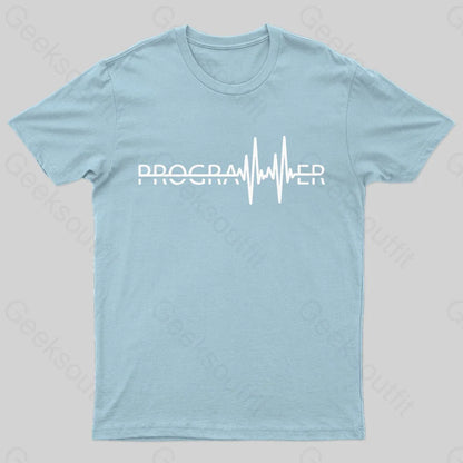 Programmer Heartbeat Geek T-Shirt Light Blue / S