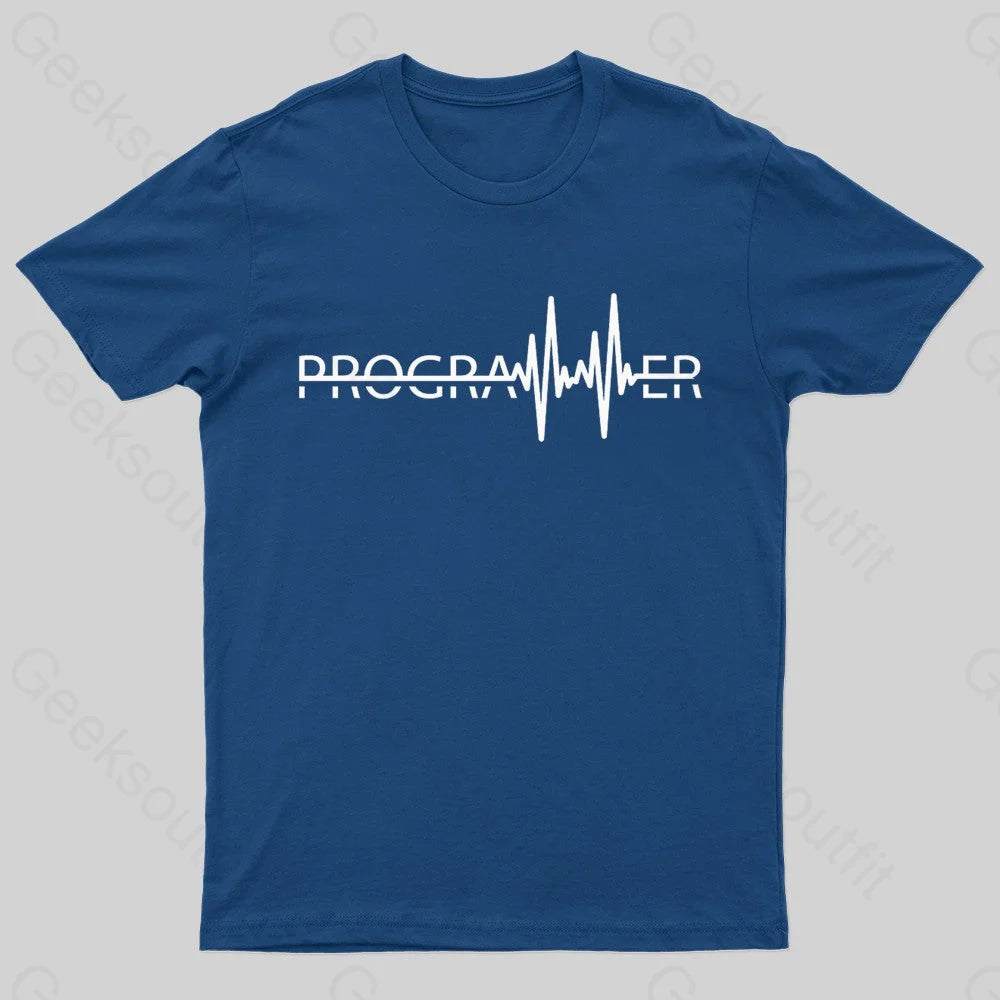 Programmer Heartbeat Geek T-Shirt Navy / S