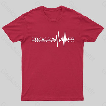 Programmer Heartbeat Geek T-Shirt Red / S