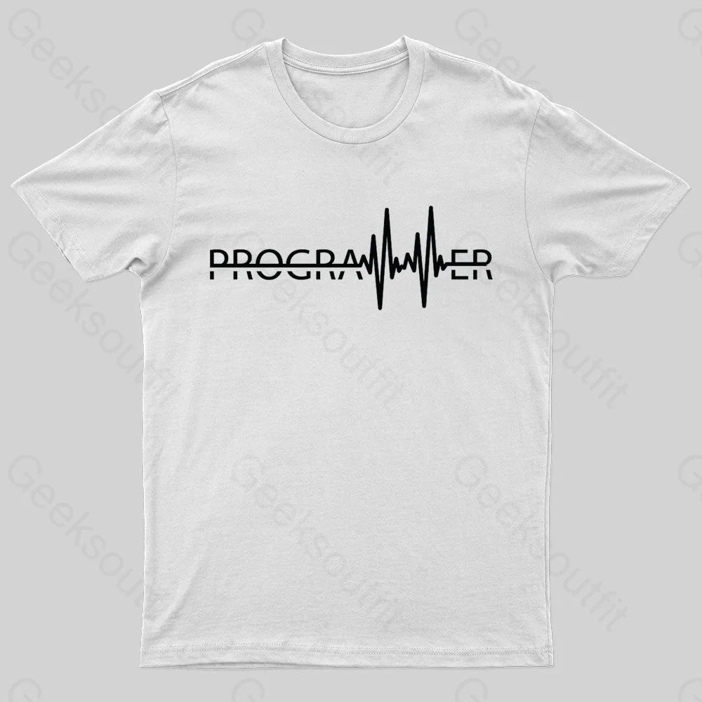 Programmer Heartbeat Geek T-Shirt White / S