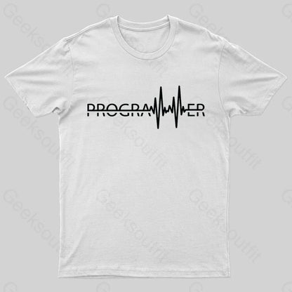 Programmer Heartbeat Geek T-Shirt White / S