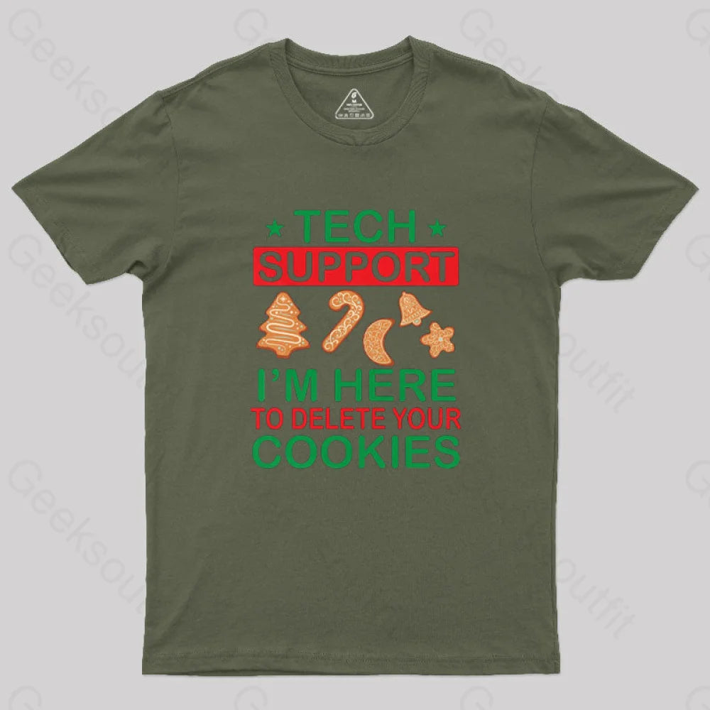 Programmer Tech Support Christmas T-Shirt Army Green / S