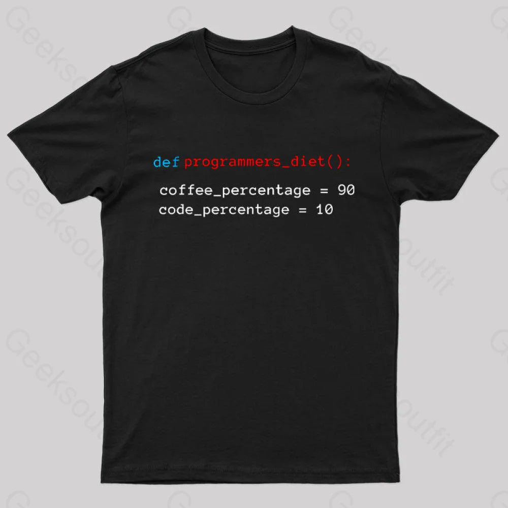 Programmers Diet Geek T-Shirt Black / S