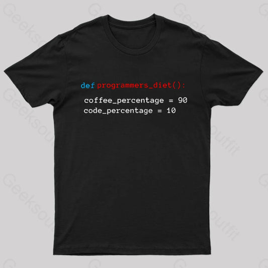 Programmers Diet Geek T-Shirt Black / S