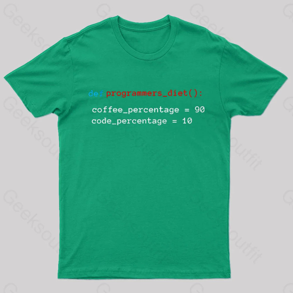 Programmers Diet Geek T-Shirt Green / S