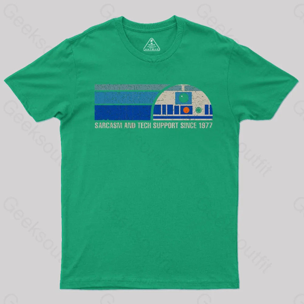 Providing Sarcasm And Tech Support Since 1977 T-Shirt Green / S