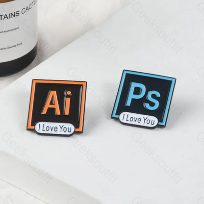 PS & AI Enamel Pins - Geeksoutfit