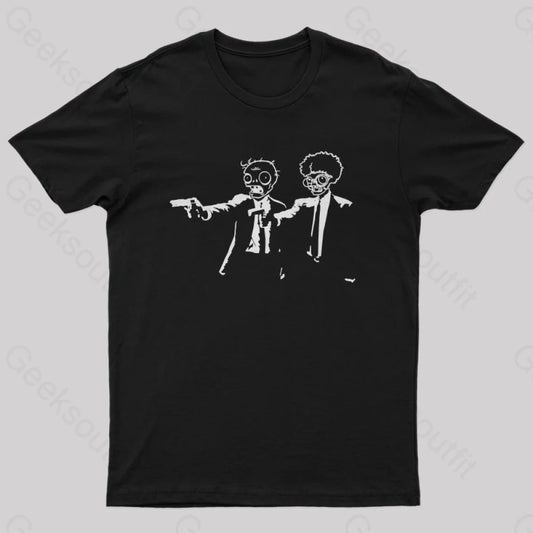 Pulp Fiction And Plants Vs. Zombies T-Shirt Black / S