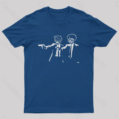 Pulp Fiction And Plants Vs. Zombies T-Shirt Navy / S