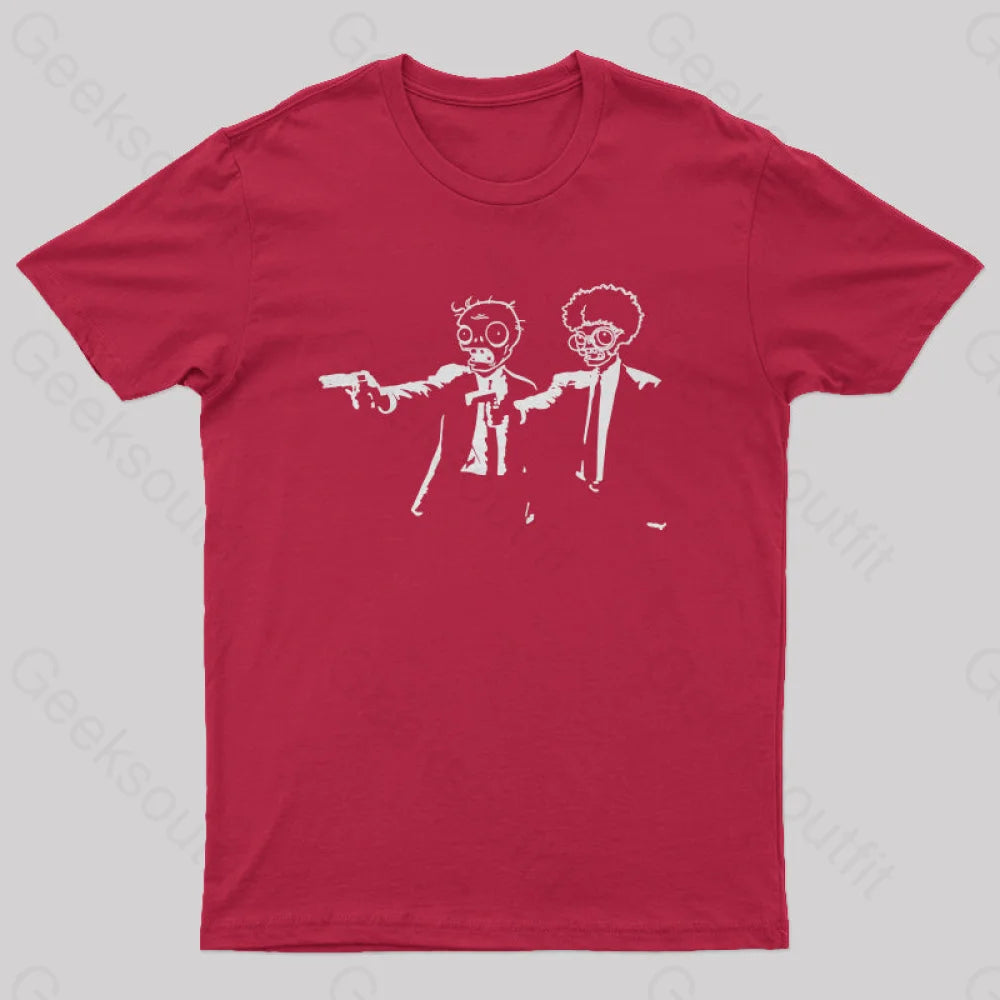 Pulp Fiction And Plants Vs. Zombies T-Shirt Red / S