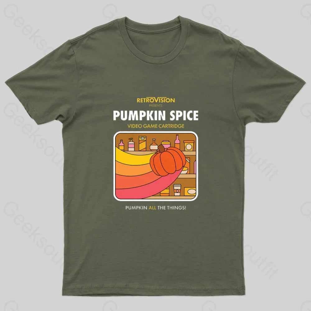 Pumpkin Spice High Score Geek T-Shirt Army Green / S