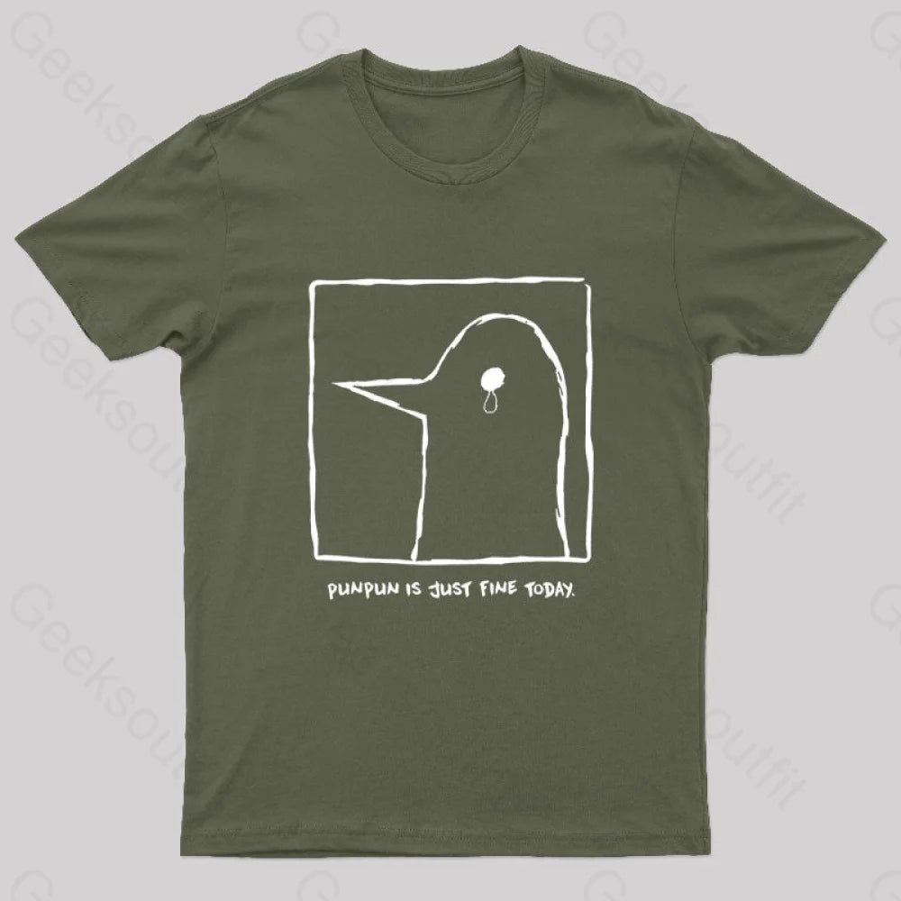 Punpun Is Just Fine Today Nerd T-Shirt Army Green / S