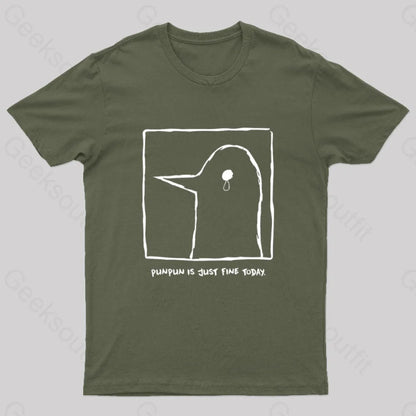 Punpun Is Just Fine Today Nerd T-Shirt Army Green / S