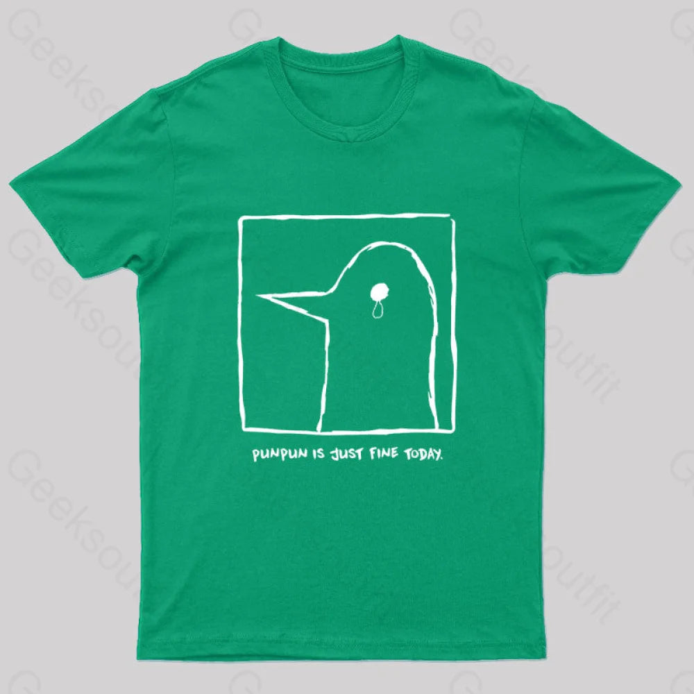 Punpun Is Just Fine Today Nerd T-Shirt Green / S