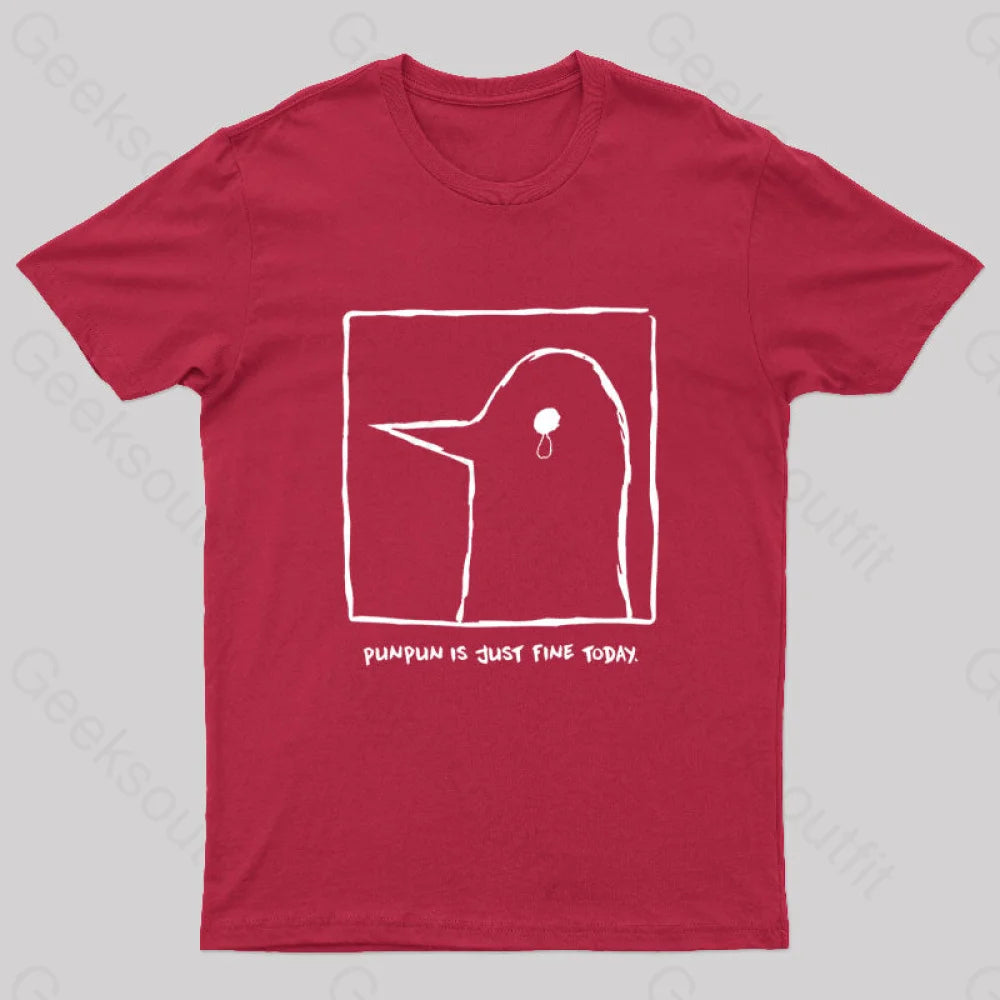 Punpun Is Just Fine Today Nerd T-Shirt Red / S