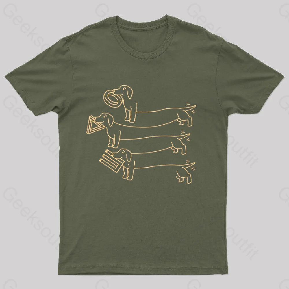 Puptical Illusion Funny T-Shirt Army Green / S