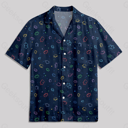 Puzzle Pieces Button Up Pocket Shirt Hawaiian / S Bus629 Yc