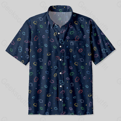 Puzzle Pieces Button Up Pocket Shirt Up / S Bus629 Yc