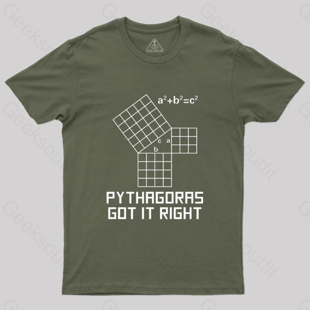 Pythagoras Got It Right T-Shirt Army Green / S